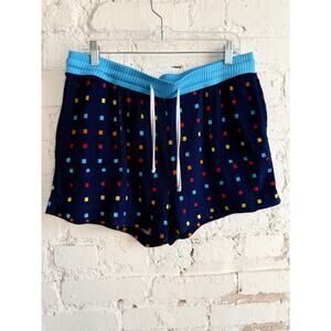 Serra Lounge Shorts Women’s L Navy Blue Multicolor Geometric Print Drawstring